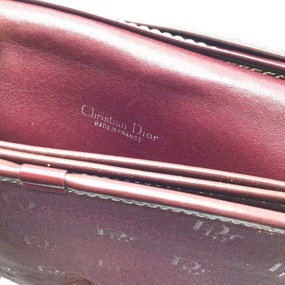Vintage 70s Christian Dior made in France burgundy shoulder chain bag purse - Picture 10 of 10